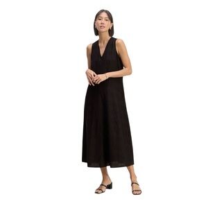 Everlane The Linen Eyelet Black Maxi Dress Sz. M